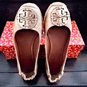 AUTHENTIC TORY BURCH GOLD FLATS SIZE 6